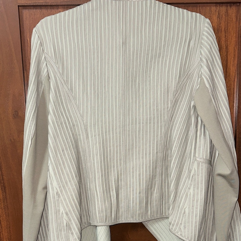 My Tribe Light Gray Draped Leather Jacket - Picture 13 of 16